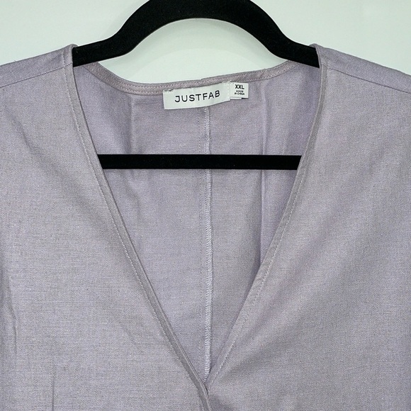 JUSTFAB Ruffle True Wrap Dress Linen Blend Size XXL NWT - Picture 9 of 14